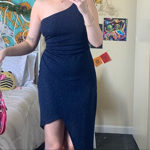B Darlin Dresses & Skirts - one shoulder asymmetrical blue formal dress